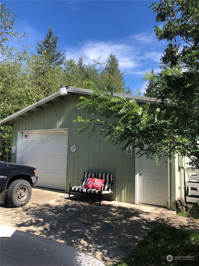 view of garage