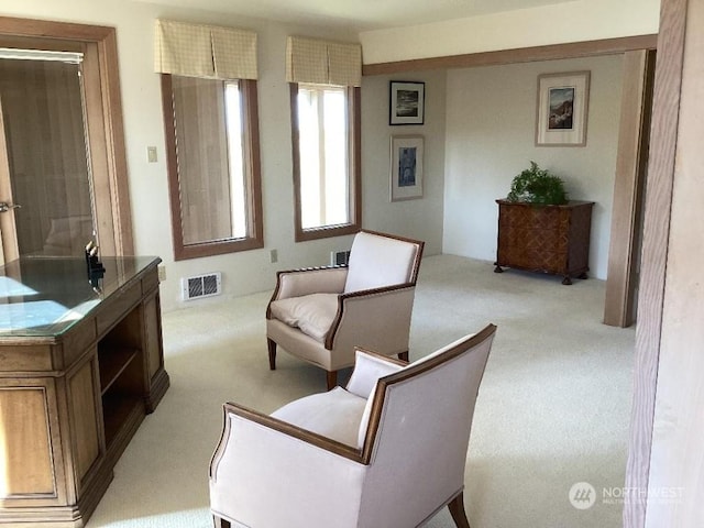 sitting room with light carpet