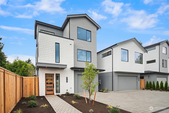 contemporary home featuring a garage