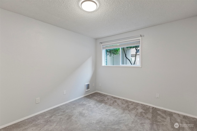 unfurnished room with carpet and a textured ceiling