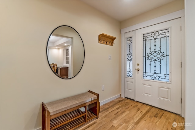 entrance foyer with light wood-type flooring