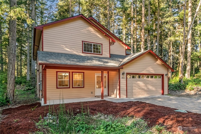 view of front facade with a garage