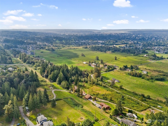 drone / aerial view with a rural view