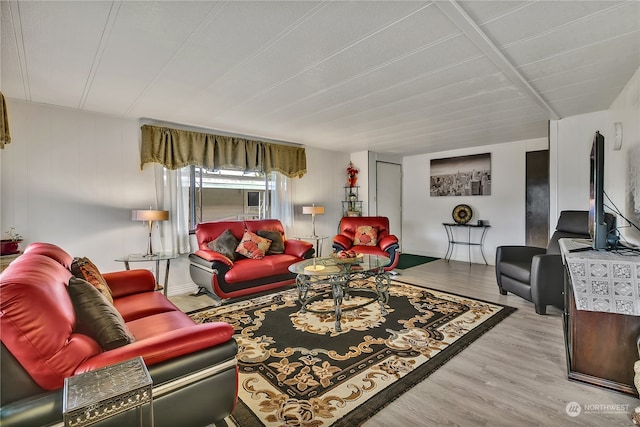 living room with light hardwood / wood-style floors