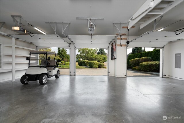 garage with a garage door opener