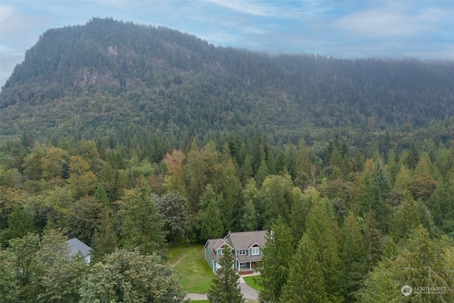 aerial view featuring a mountain view