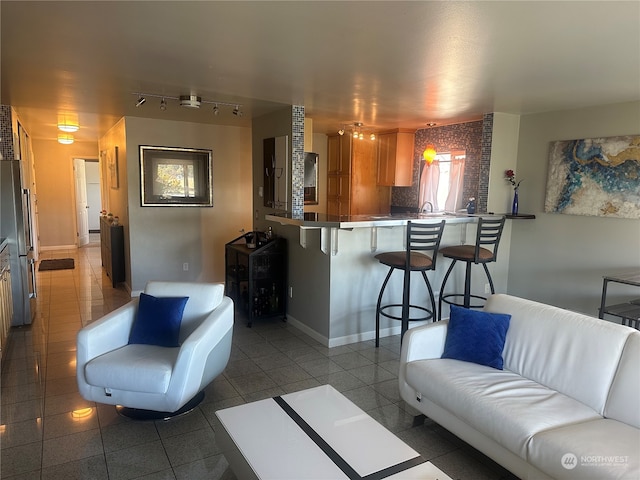 view of tiled living room