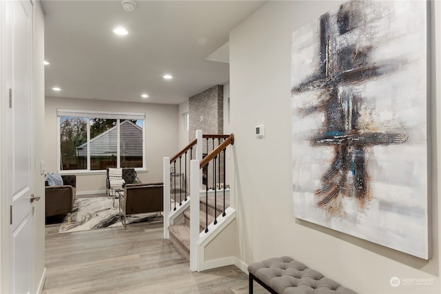 hall featuring light hardwood / wood-style floors