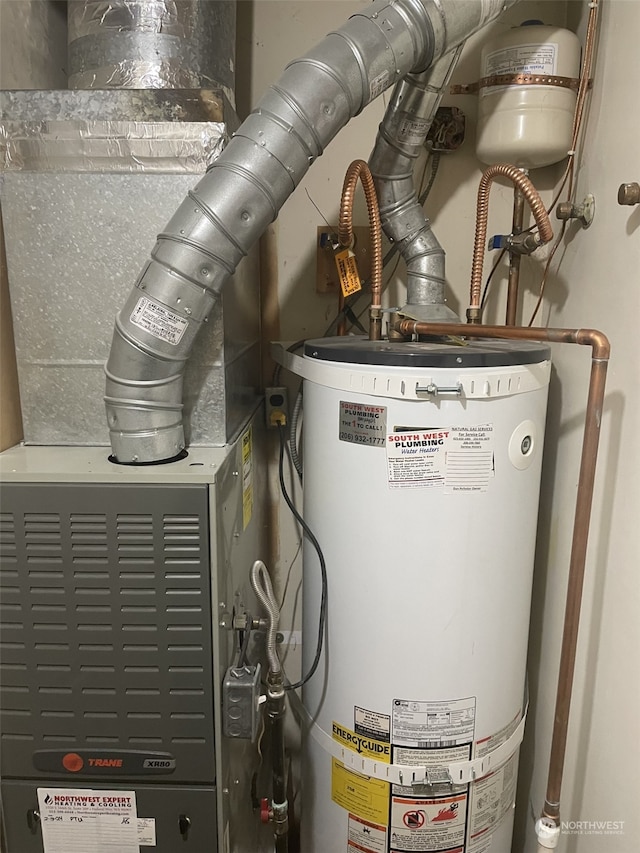 utility room with gas water heater