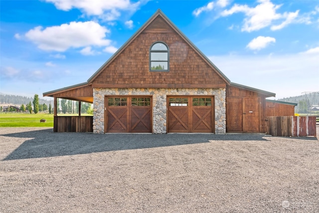 view of garage