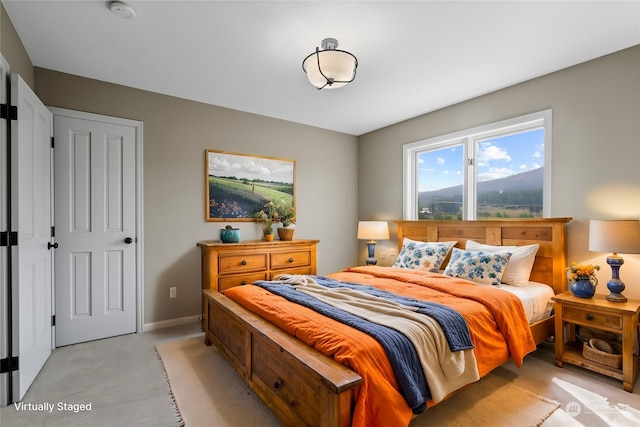 bedroom with a mountain view