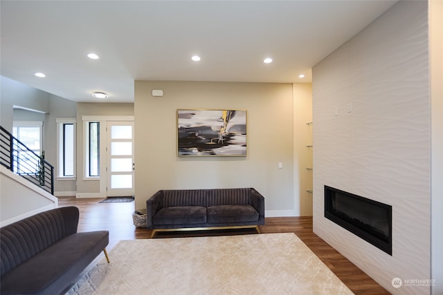 living room featuring dark hardwood / wood-style flooring