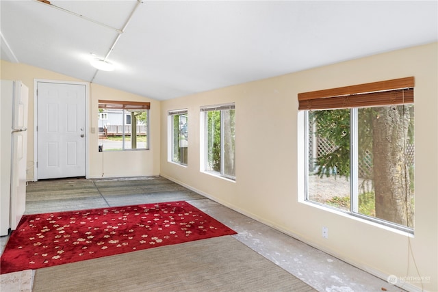 foyer featuring lofted ceiling