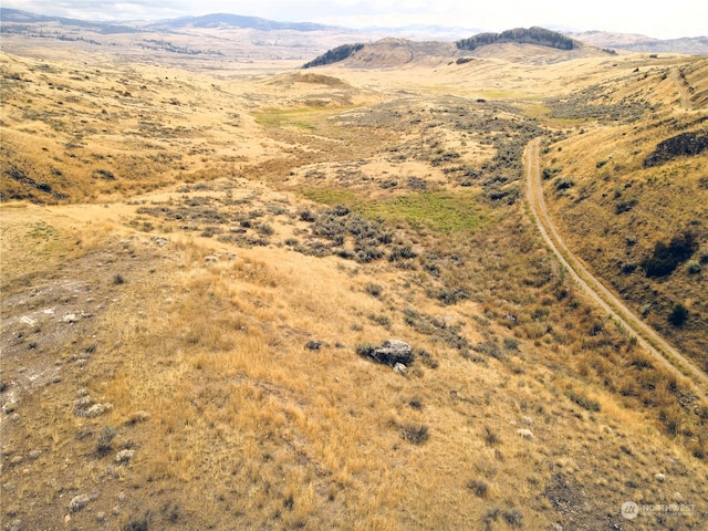 bird's eye view with a mountain view