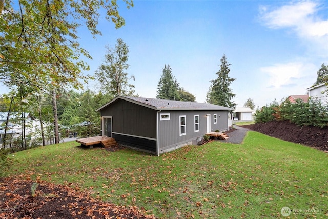 191 E Greenwood Ln, Shelton, WA 98584 - back of house with a lawn, a deck, and crawl space