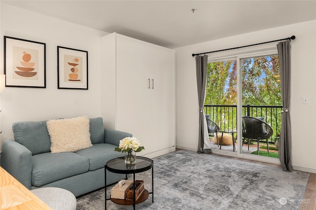 living room with hardwood / wood-style floors