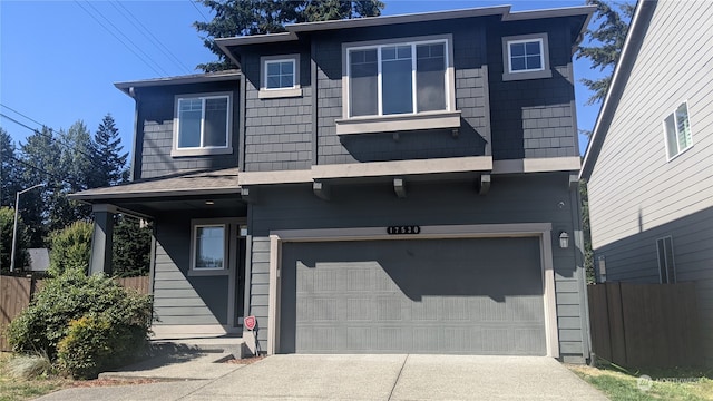 view of front of property featuring a garage