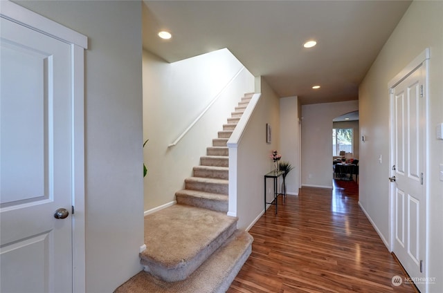 entrance foyer with dark wood-type flooring