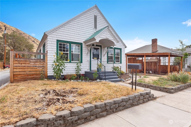 view of front of property with a gazebo