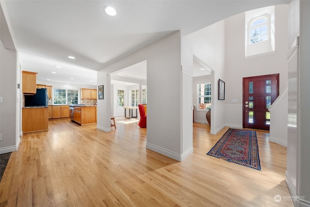 foyer entrance featuring light hardwood / wood-style floors