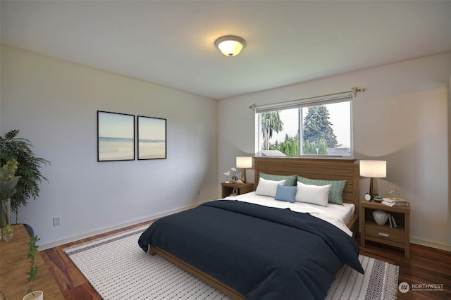 bedroom featuring dark hardwood / wood-style floors