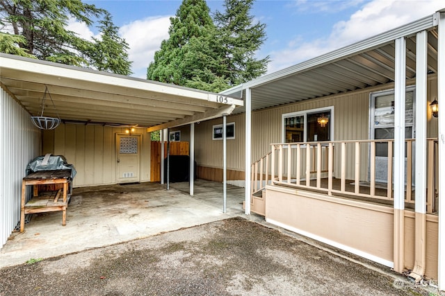 view of patio featuring a carport