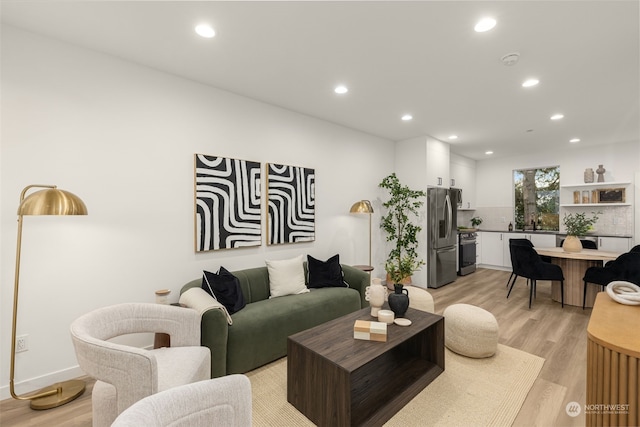 living room with light wood-type flooring