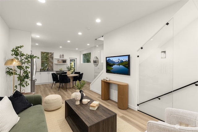 living room with light wood-type flooring