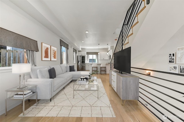 living room featuring light hardwood / wood-style floors