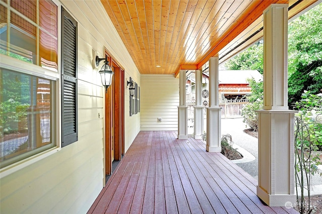 deck with covered porch