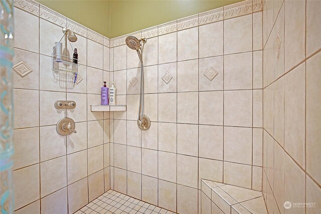 bathroom with tiled shower