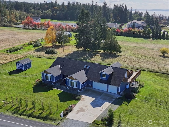 bird's eye view with a rural view