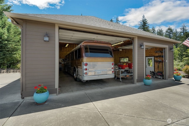 view of garage