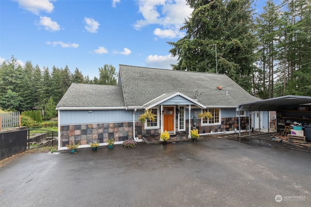 view of front of house featuring a carport