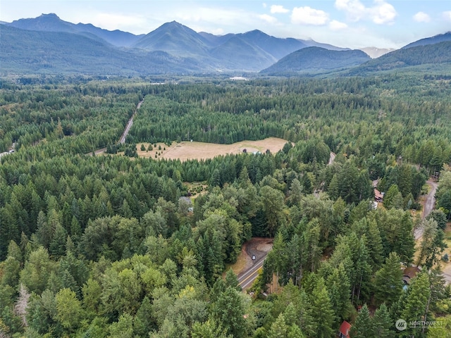 birds eye view of property featuring a mountain view