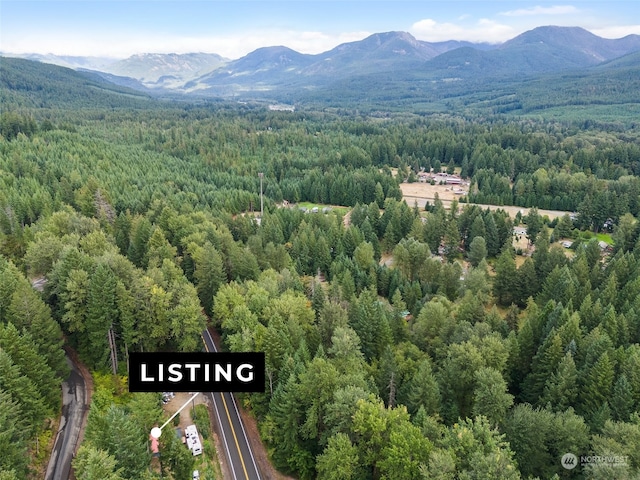 birds eye view of property featuring a mountain view