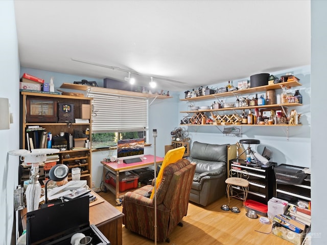 office space featuring hardwood / wood-style flooring