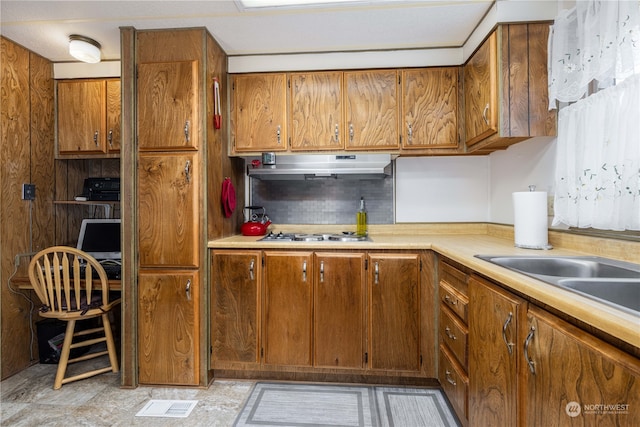 kitchen with stainless steel gas stovetop and sink