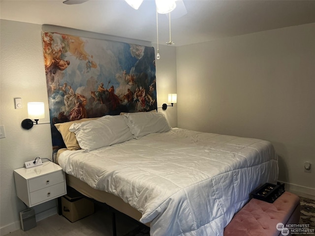 bedroom featuring ceiling fan