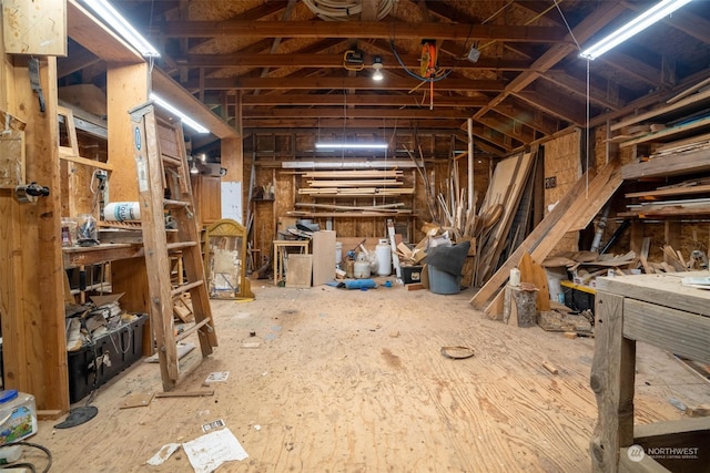 misc room with vaulted ceiling