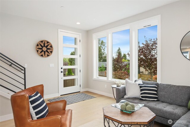 living room featuring light hardwood / wood-style flooring