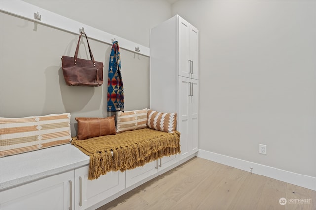 mudroom featuring light wood-type flooring