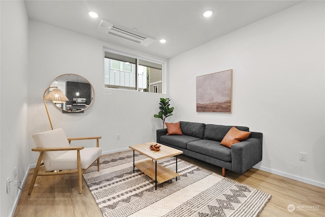 living room featuring light hardwood / wood-style flooring