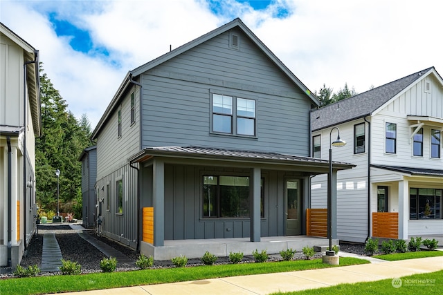 modern farmhouse with covered porch