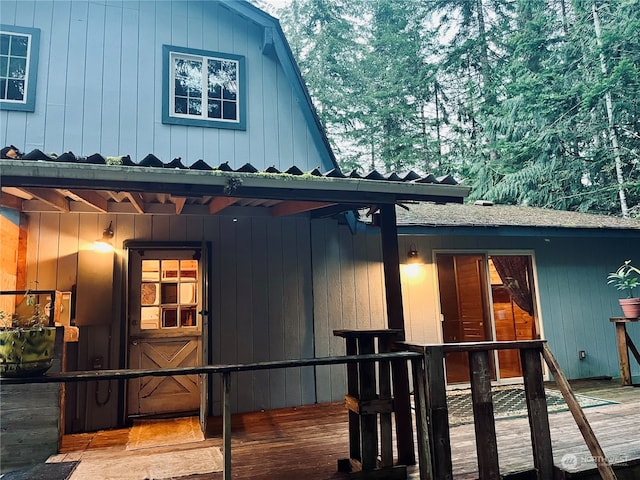 exterior space featuring a wooden deck