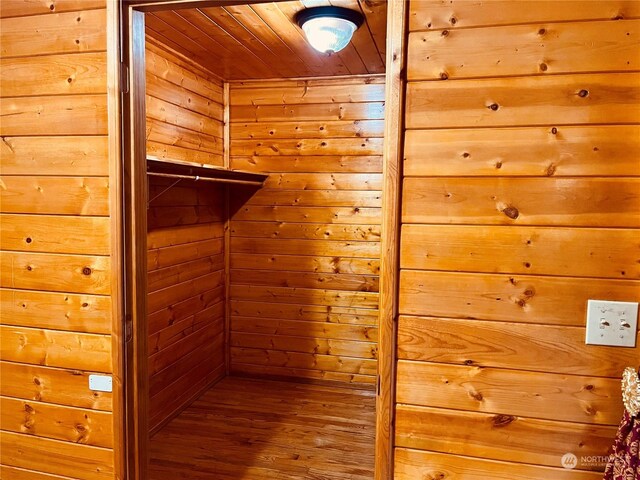 walk in closet featuring hardwood / wood-style flooring