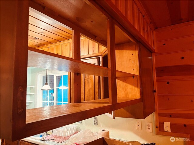 interior details with wood ceiling