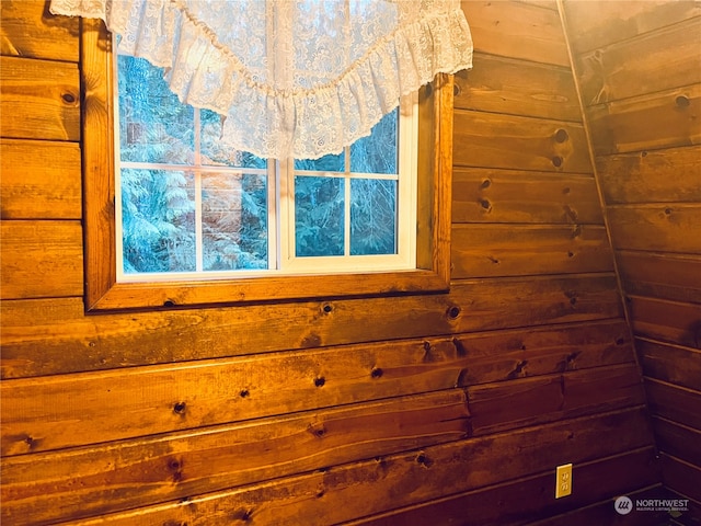 room details featuring wood walls