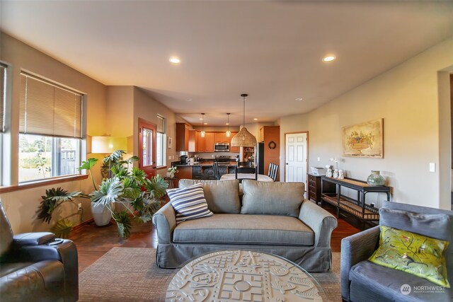 living room with wood-type flooring