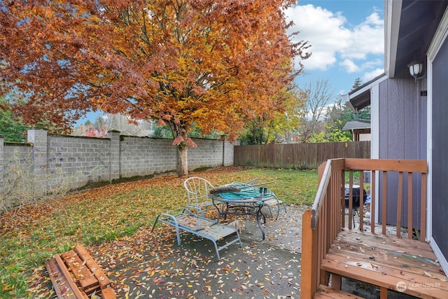 view of yard featuring a deck